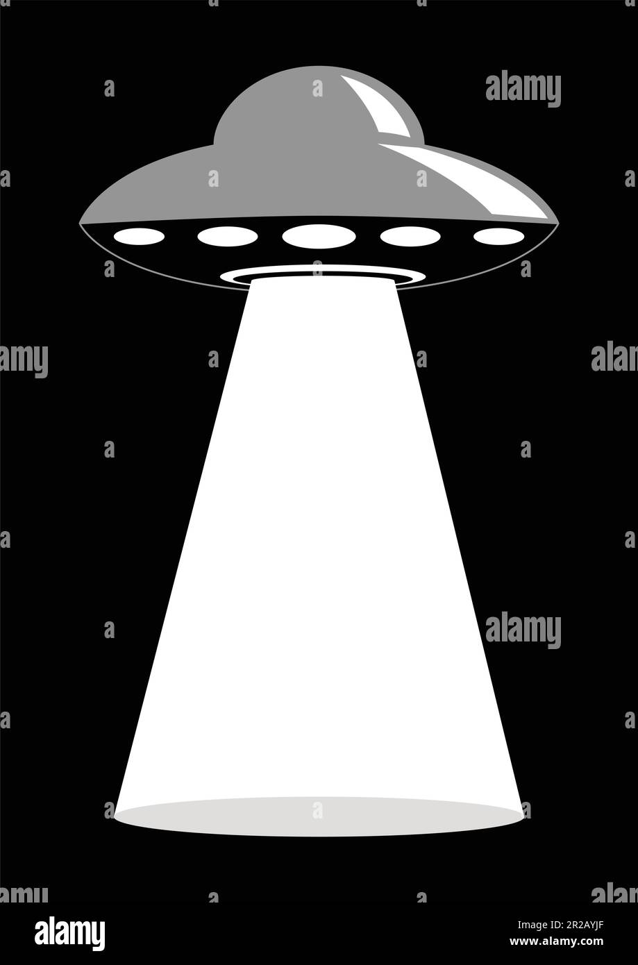 Semplice grafica di oggetti volanti non identificati, UFO Illustrazione Vettoriale