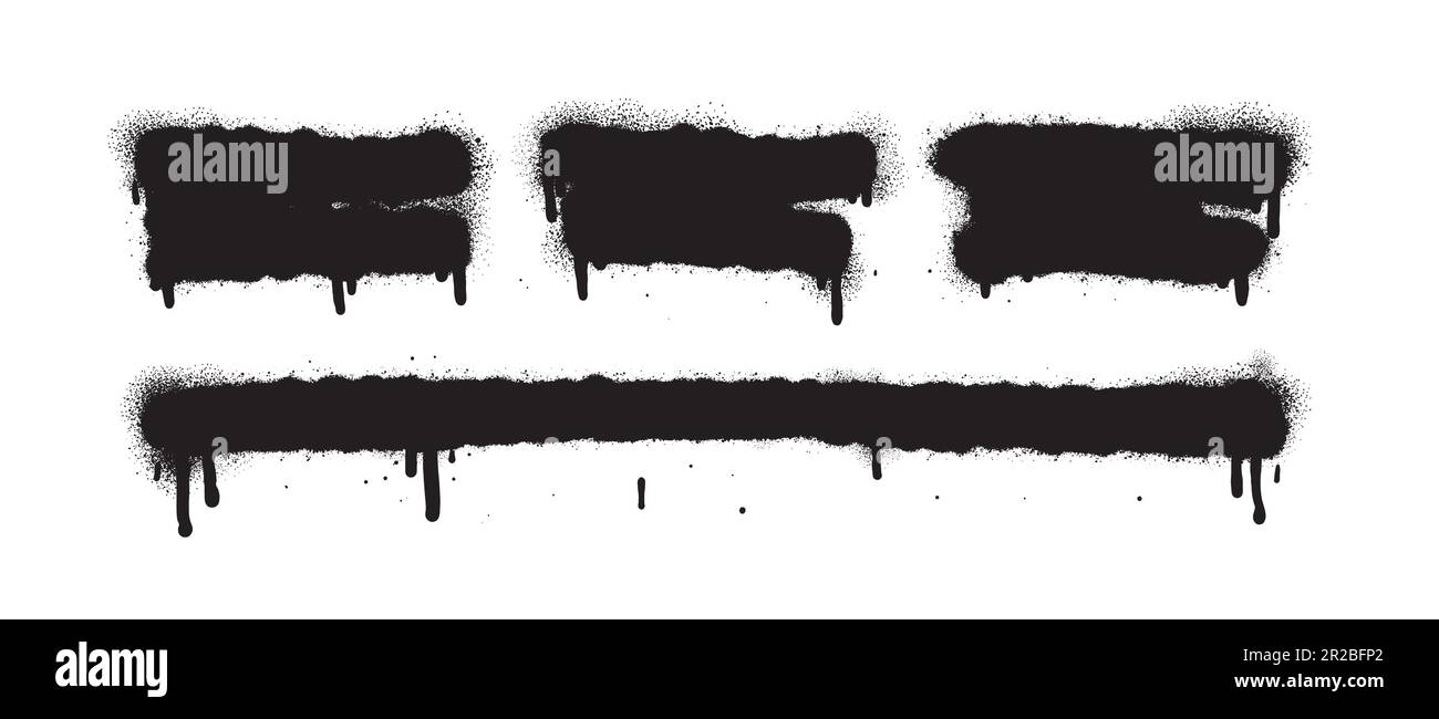 Vernice spray di colore nero o elemento di design graffiti sullo sfondo bianco della parete. Illustrazione Vettoriale