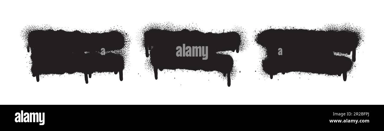 Vernice spray di colore nero o elemento di design graffiti sullo sfondo bianco della parete. Illustrazione Vettoriale