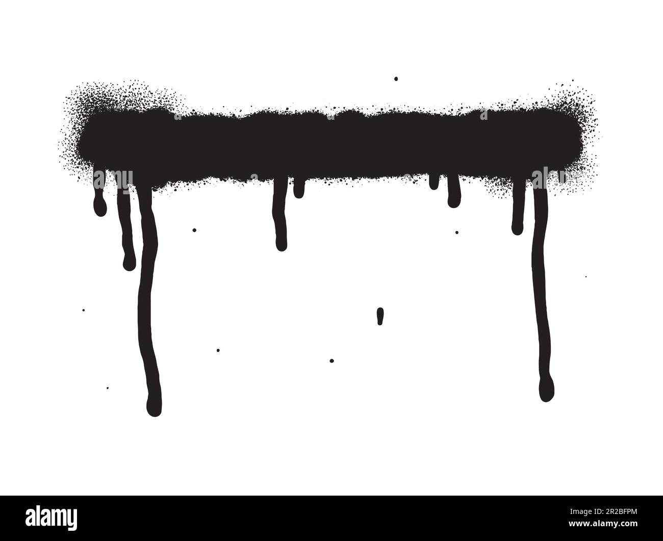 Vernice spray di colore nero o elemento di design graffiti sullo sfondo bianco della parete. Illustrazione Vettoriale