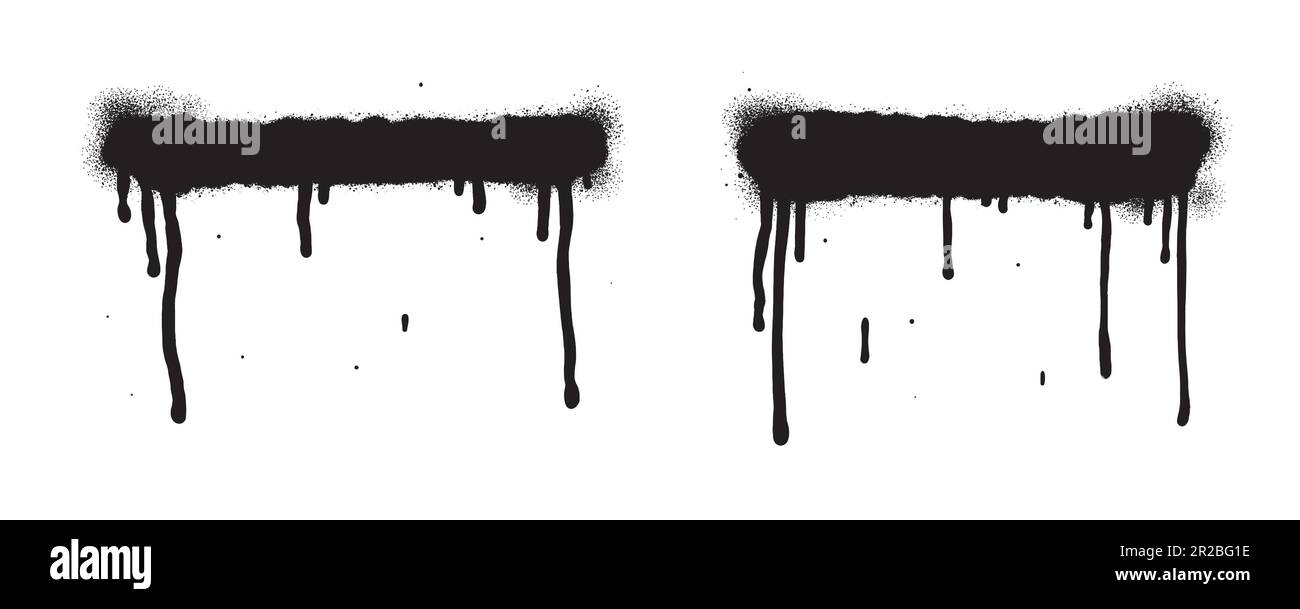 Vernice spray di colore nero o elemento di design graffiti sullo sfondo bianco della parete. Illustrazione Vettoriale