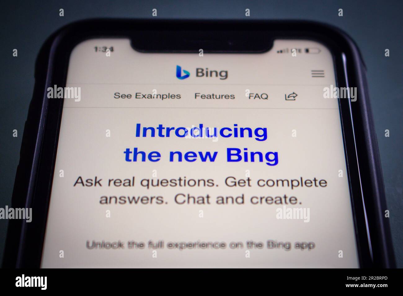 Vancouver, CANADA - Maggio 14 2023 : un post "The New Bing - per saperne di più (introduzione al nuovo Bing)" dal motore di ricerca basato sull'intelligenza artificiale sito Web Microsoft Bing. Foto Stock