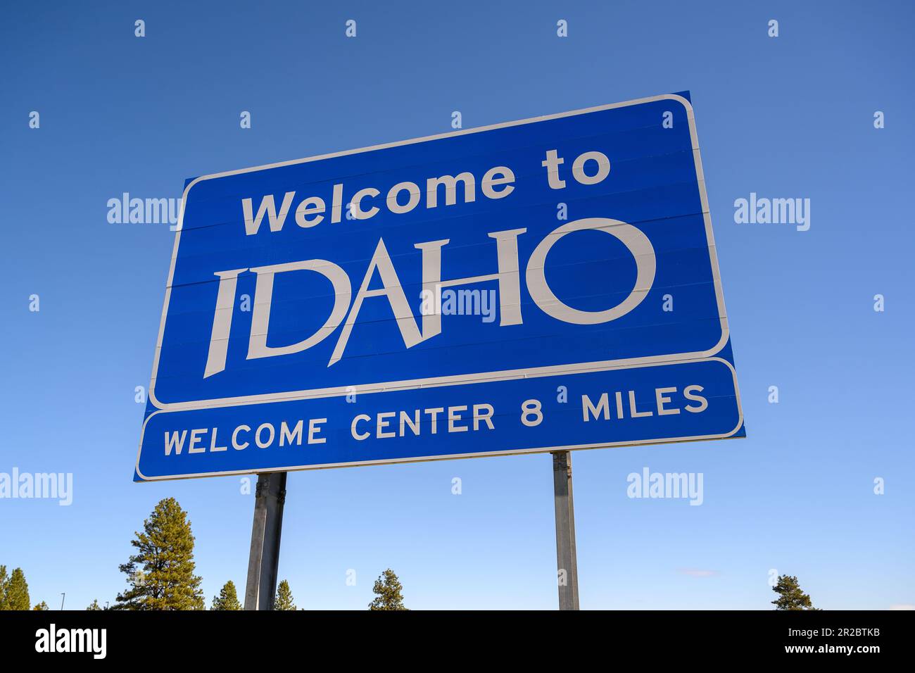 Benvenuto in Idaho Sin contro il cielo blu Foto Stock