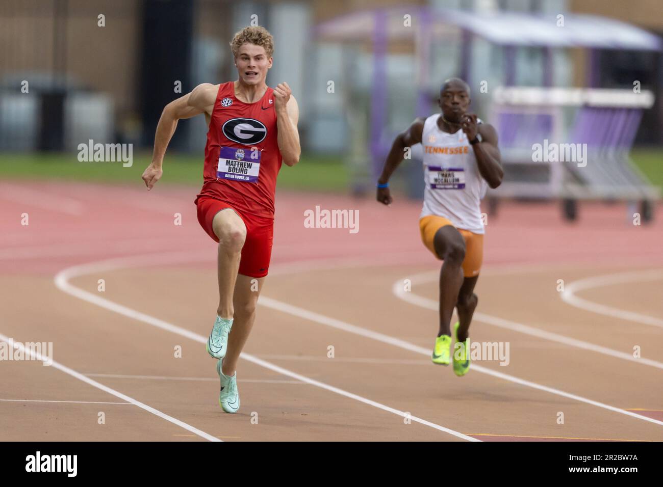 Lo sprinter della Georgia Matthew Boling gestisce il prelim di 200 metri durante il Southeastern Conference Track and Field Championships 2023, giovedì 11 maggio 202 Foto Stock