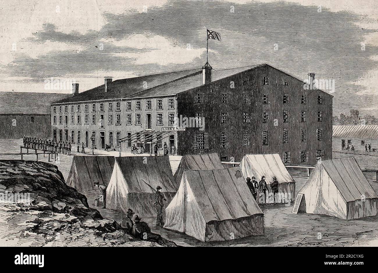 Prigione di Libby, Richmond, Virginia - luogo di confinamento per i soldati americani catturati dai ribelli durante la guerra civile americana, 1864 Foto Stock