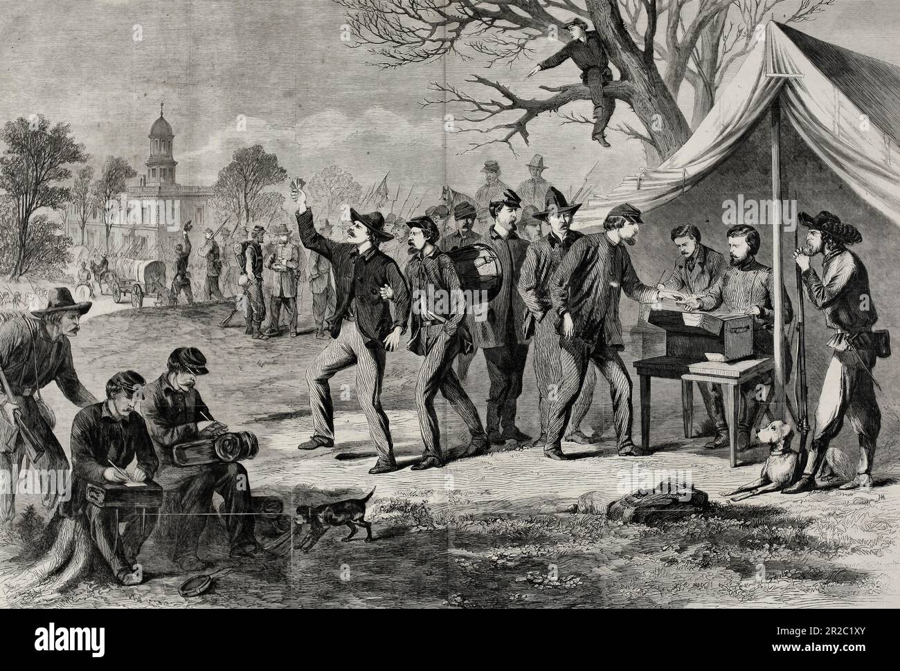 Campagna Shermans - pagamento di soldati ad Atlanta, prima di iniziare la Grande marcia attraverso gli stati del sud - Guerra civile americana, 1864 Foto Stock