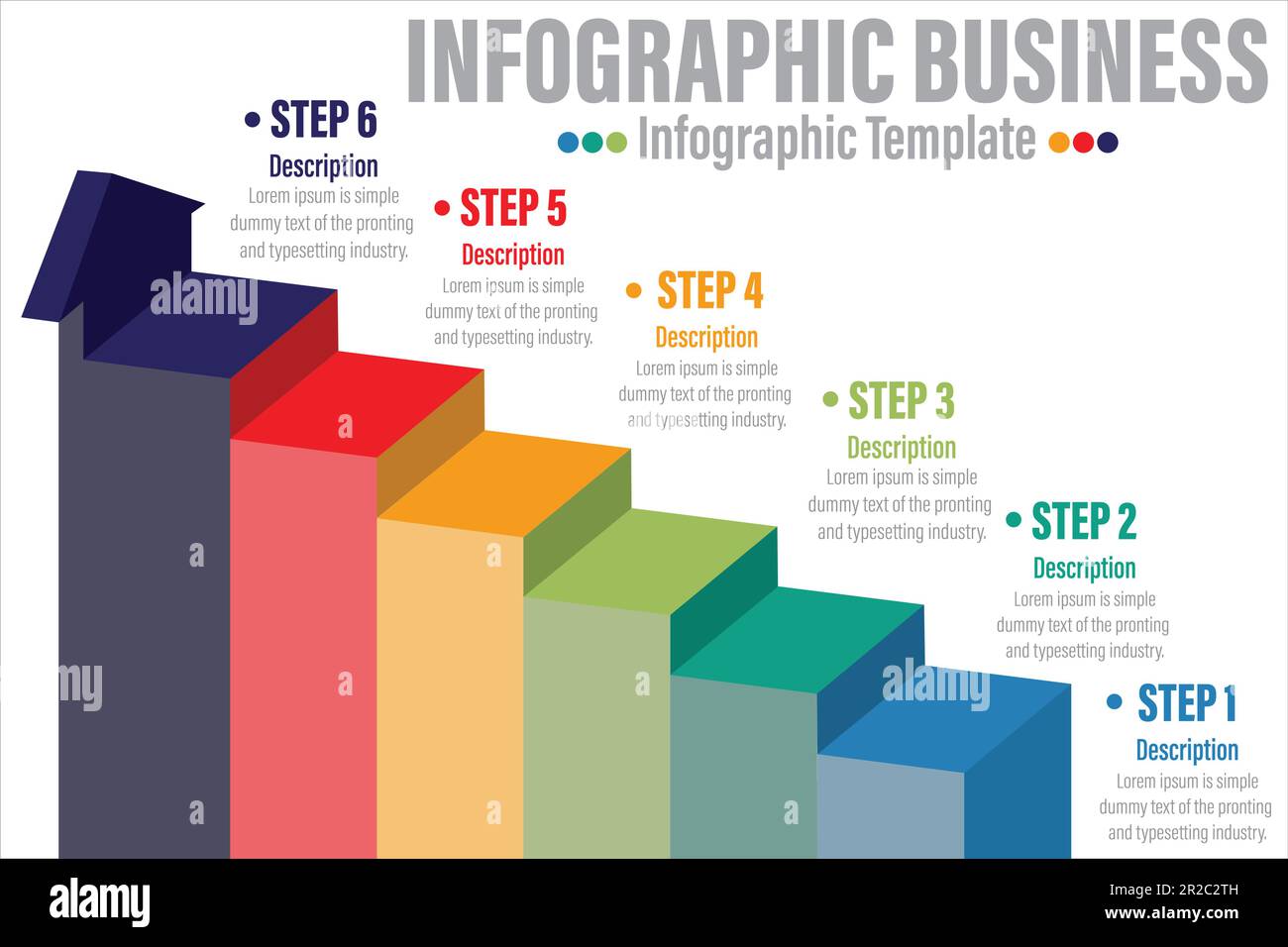 Infografica vettoriale creativa di un grafico a barre a colonne con sei opzioni. Moderna tabella di confronto business isolata su sfondo trasparente. Progettare timelin Illustrazione Vettoriale