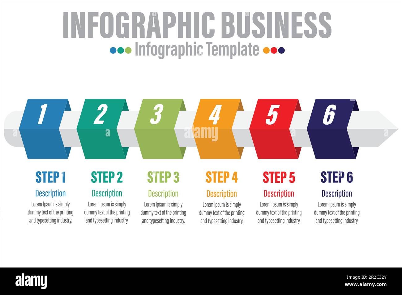 6 fasi o sei modelli di business a 6 opzioni per guidare l'infografica sugli obiettivi, con un quadro quadrato rotondo e un concetto di tavolo per la presentazione delle diapositive Illustrazione Vettoriale