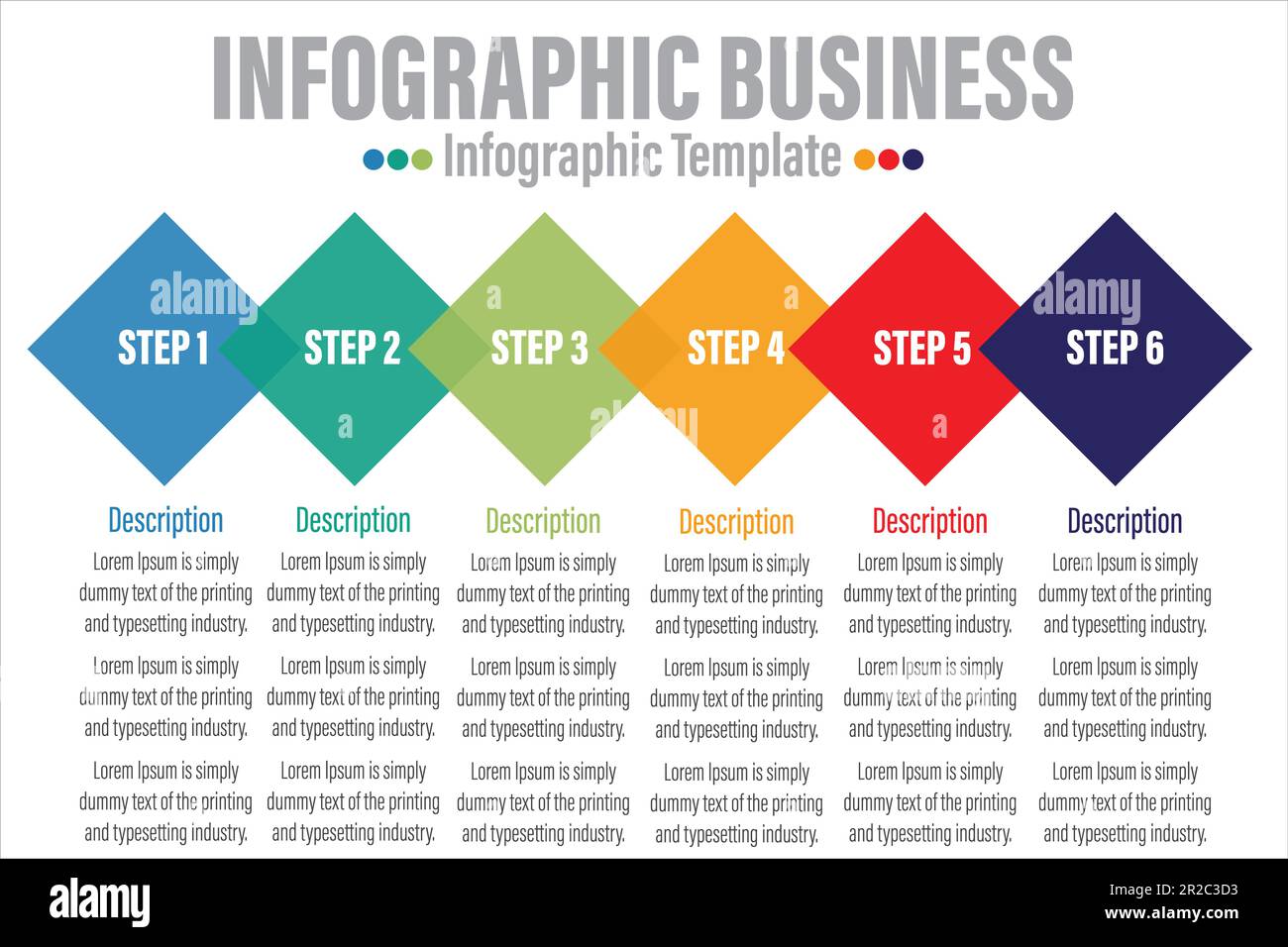 Disegno infografico vettoriale con 6 opzioni o 6 passi. Diagramma di processo, diagramma di flusso, grafico delle informazioni, infografica per il concetto di business, banner delle presentazioni, Illustrazione Vettoriale