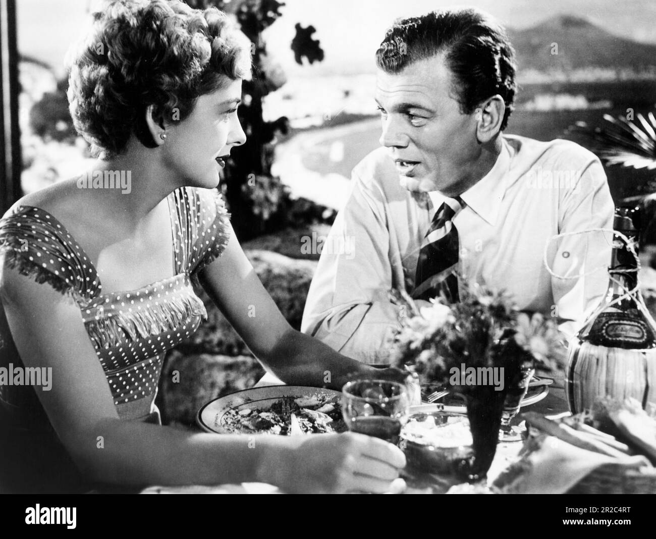 Joan Fontaine, Joseph Cotton, on-set del film, 'Affair settembre', Paramount Pictures, 1950 Foto Stock