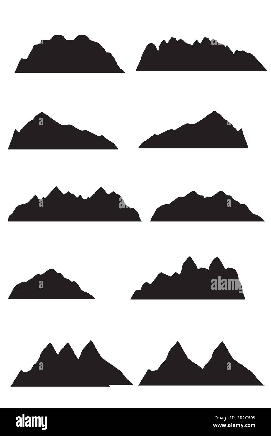 set di silhouette di montagne Illustrazione Vettoriale