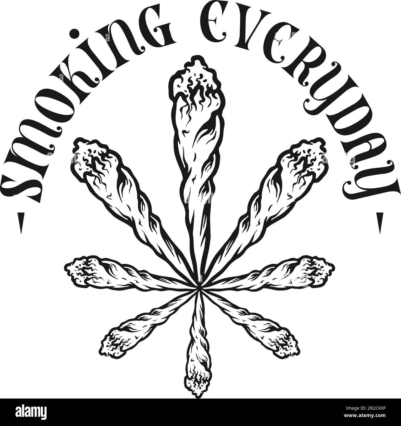 Fumando erbacce ogni giorno cannabis fuma logo illustrazioni vettoriali monocromatiche per il tuo logo di lavoro, t-shirt merchandise, adesivi ed etichetta de Illustrazione Vettoriale