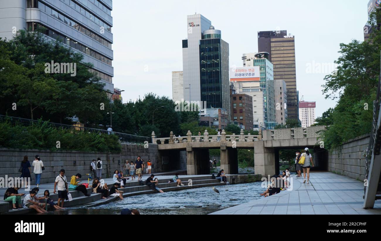 Cheonggyecheon Foto Stock