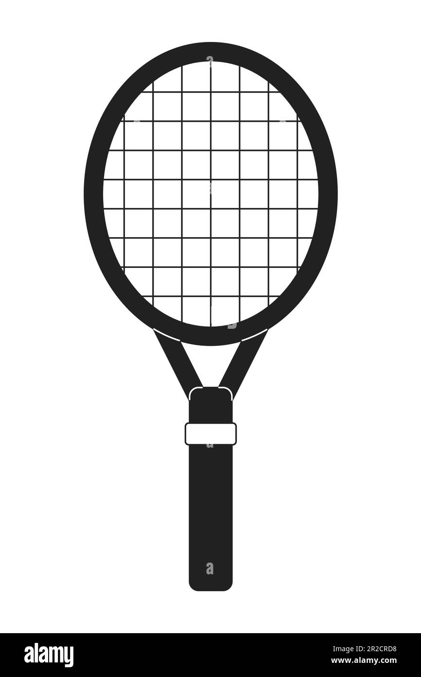 Racchetta da tennis monocroma piano vettoriale oggetto Illustrazione Vettoriale