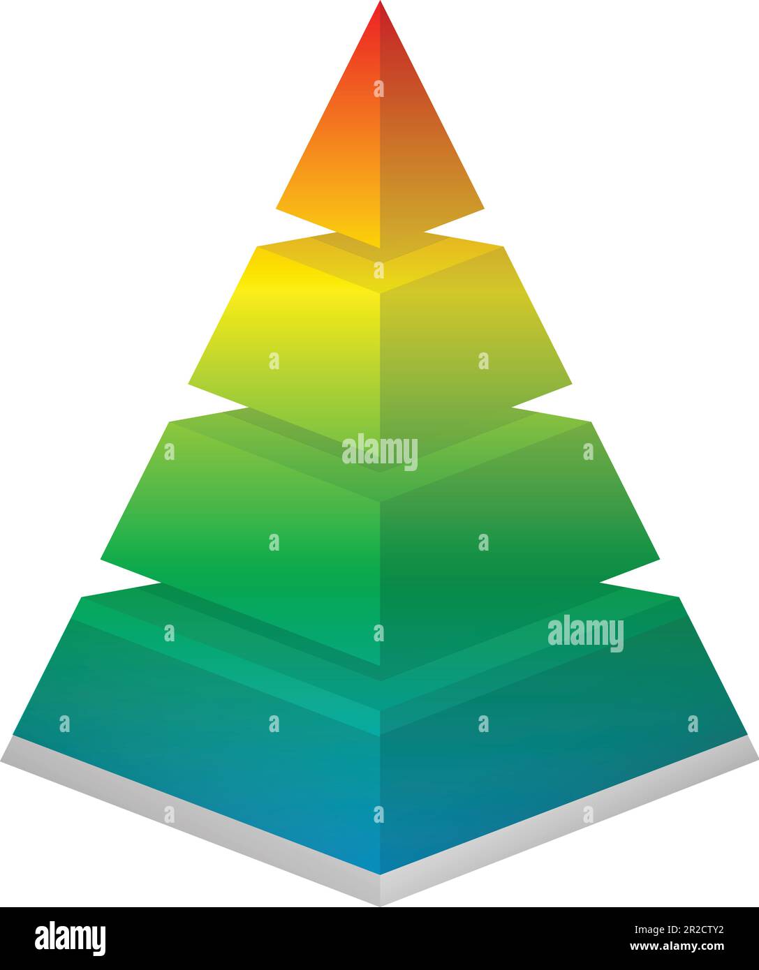 Piramide colorata a quattro livelli su sfondo bianco Illustrazione Vettoriale