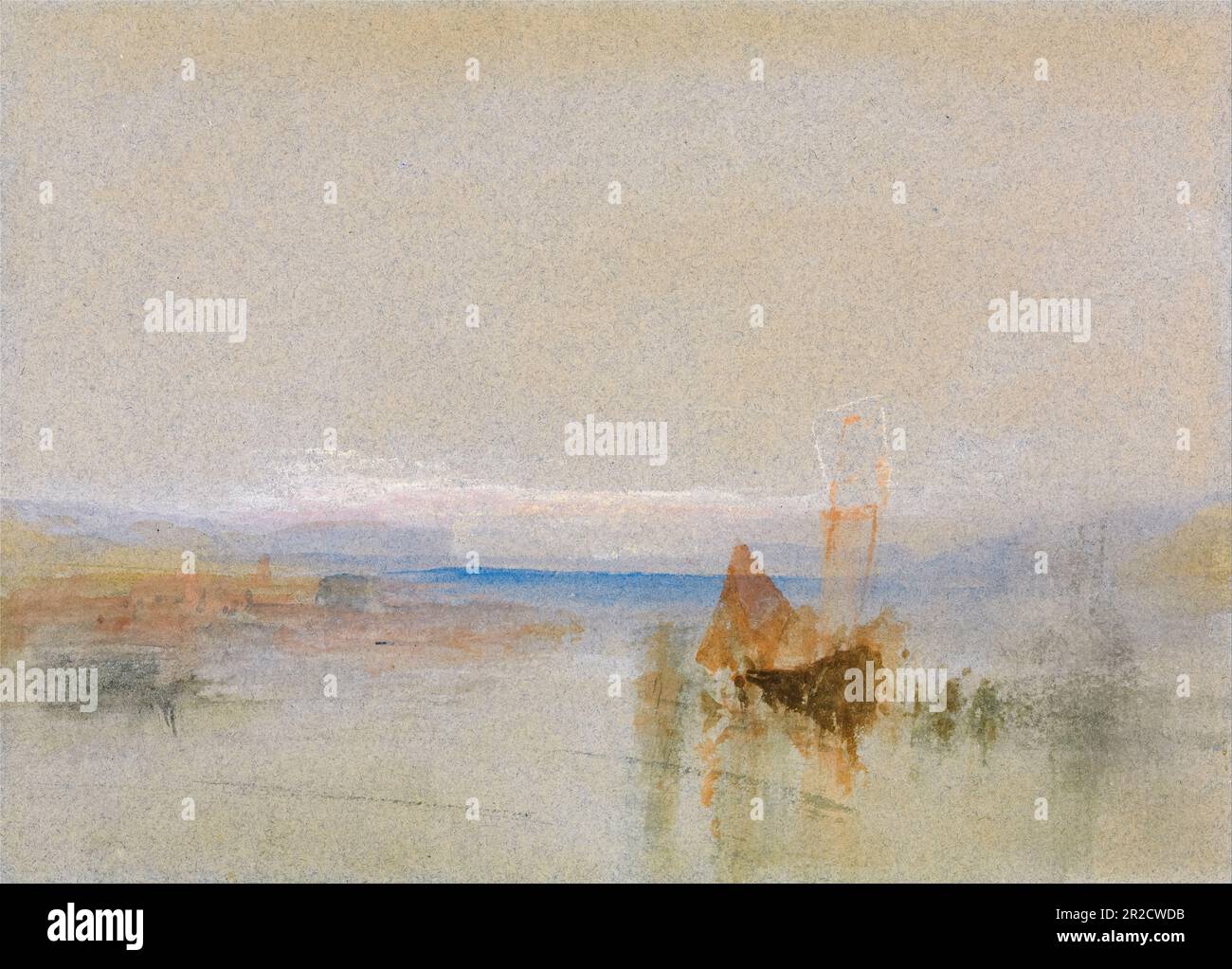JMW Turner, barche da pesca becalmed off le Havre, pittura prima del 1851 Foto Stock
