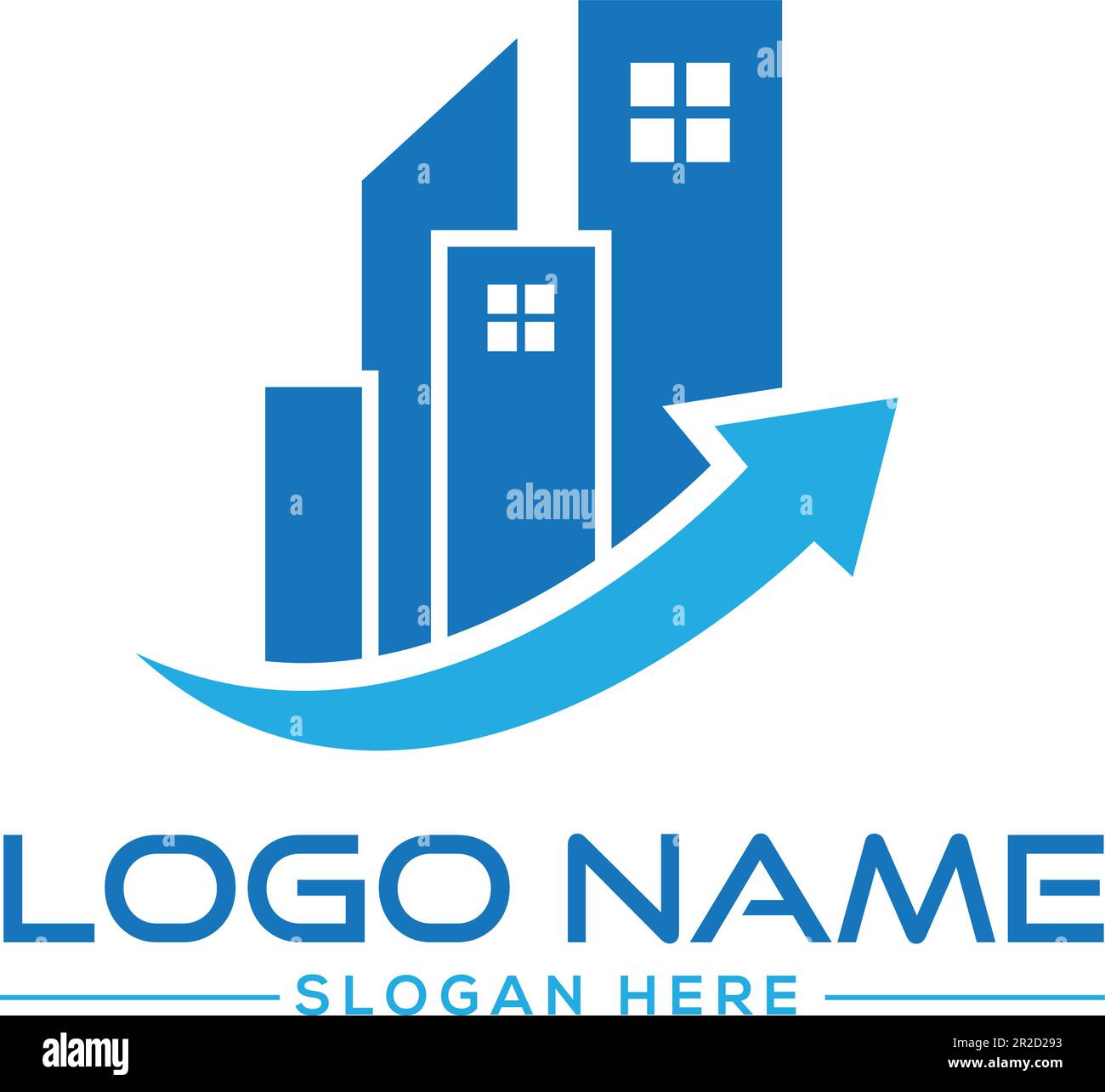 Sviluppo immobiliare logo design. Illustrazione Vettoriale