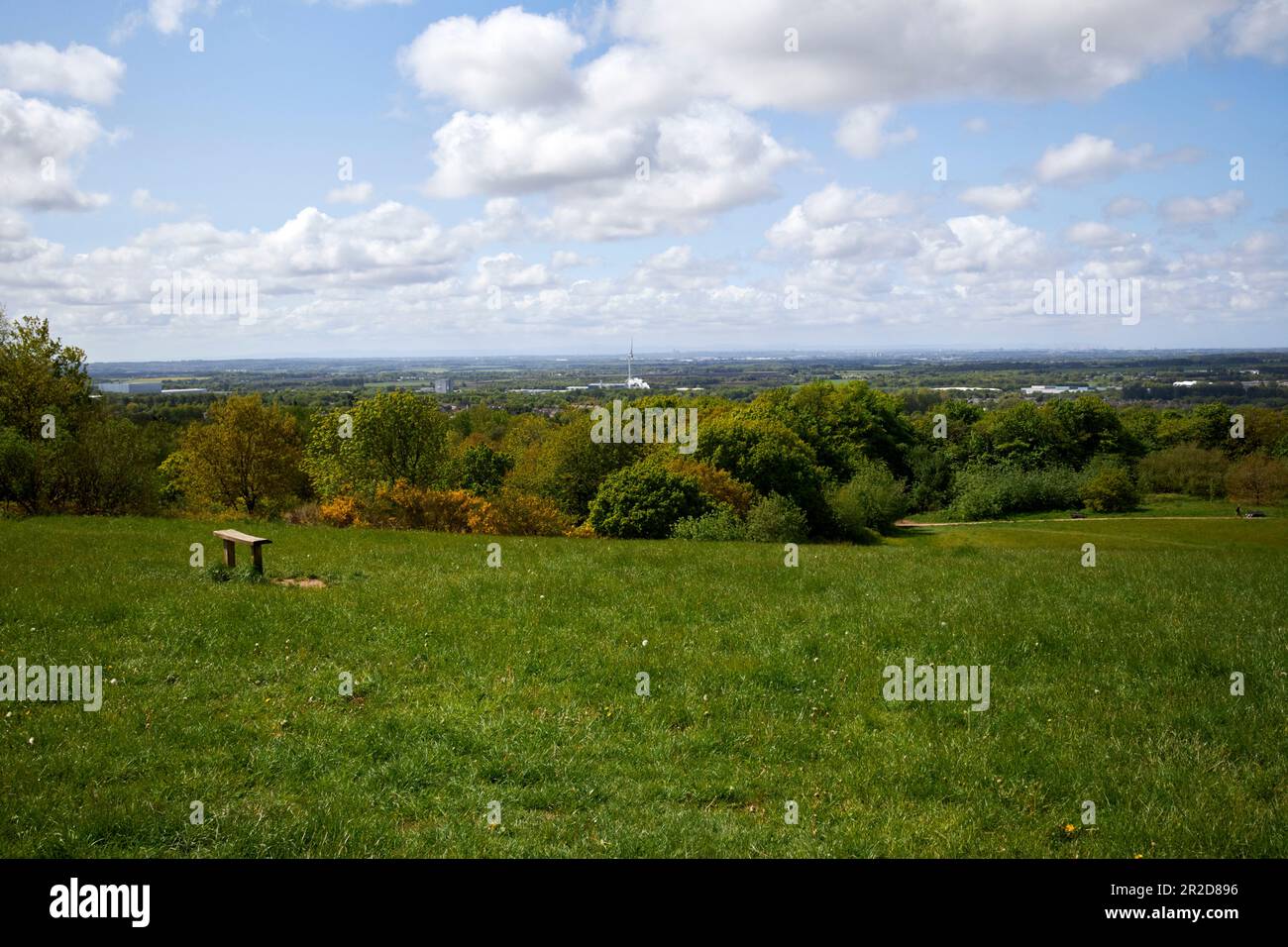 Vista sulla campagna verso liverpool dal Beacon Country Park upholland skelmersdale lancashire inghilterra regno unito Foto Stock