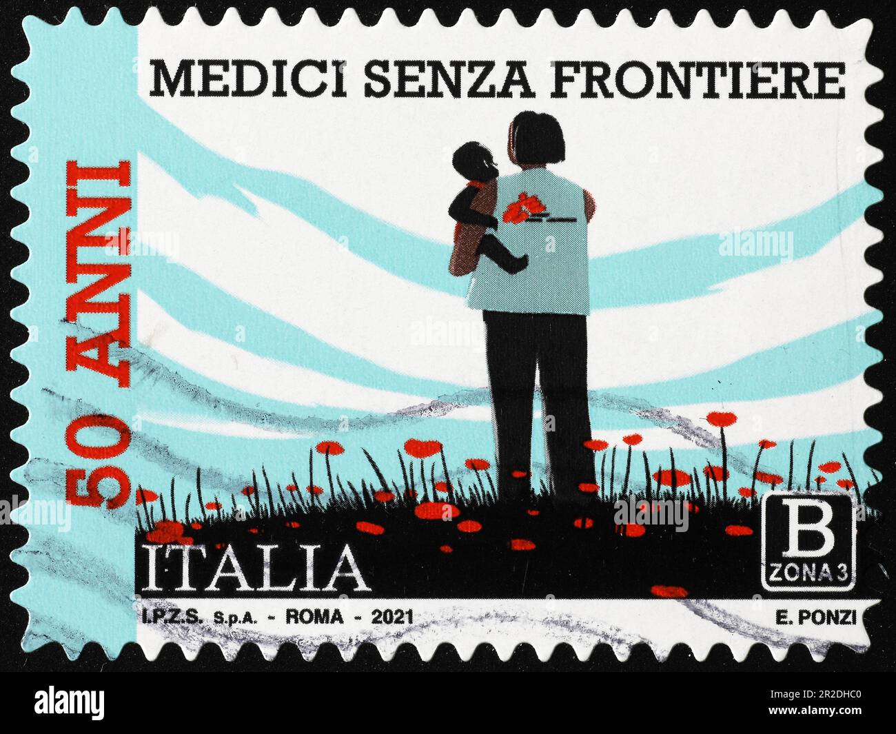 Medici senza frontiere celebrati sul francobollo italiano Foto Stock