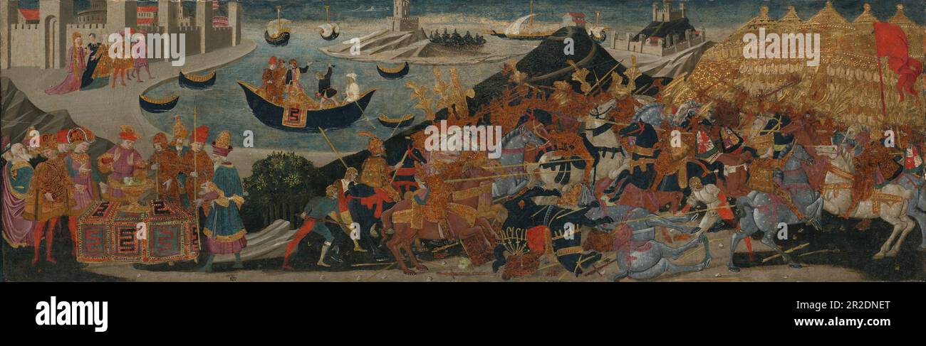 La Battaglia di Pharsalus e la morte di Pompeo Data: 1455/60 artista: Laboratorio di Apollonio di Giovanni e Marco del Buono Giamberti italiano, 1415/17 Foto Stock