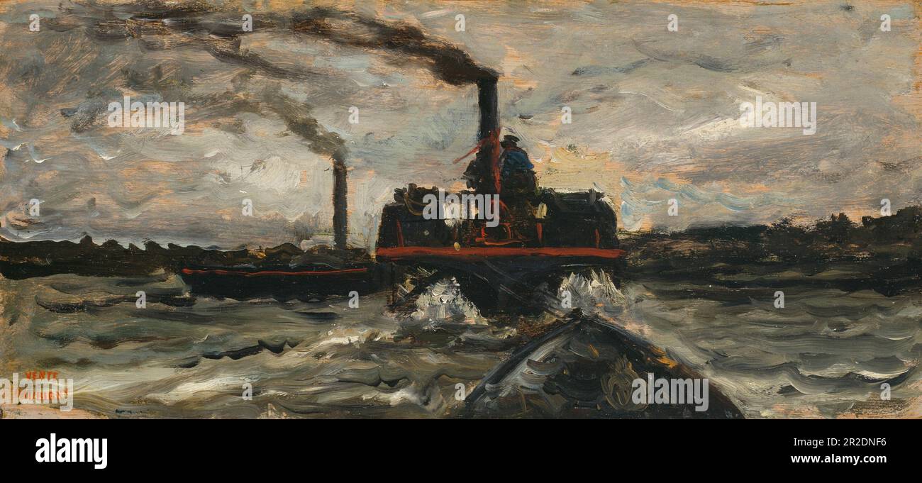 River Boat Data: c. 1860 artista: Charles Francis Daubigny Francese, 1817-1878 Foto Stock