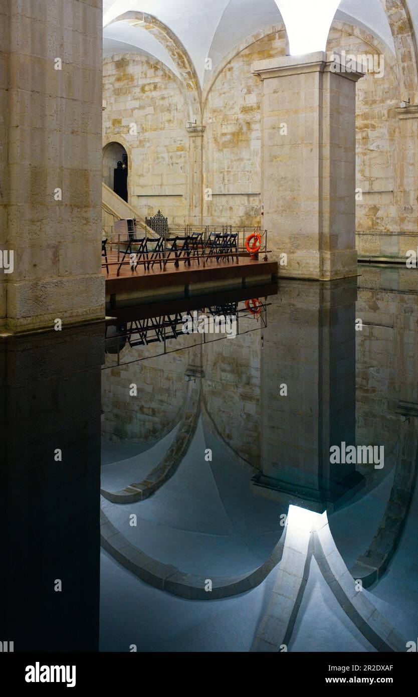 Spettacolo galleggiante al museo dell'acqua di Amoreiris, Lisbona Foto Stock