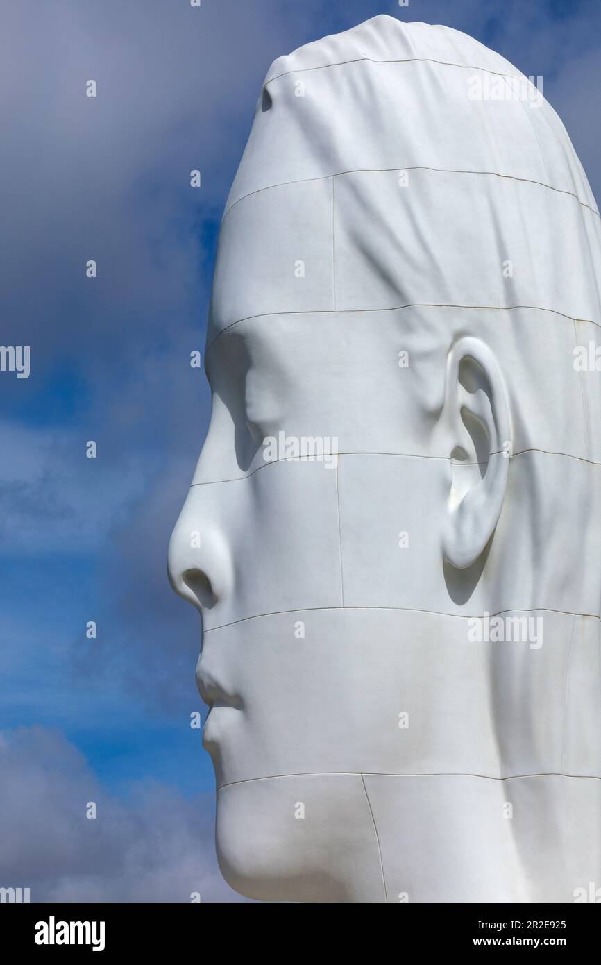 Spagna, Madrid, “Julia”, alta 12 metri, in Plaza de Colon di Madrid, è la scultura di uno dei più grandi artisti spagnoli, Jaume Plensa. Julia è ma Foto Stock