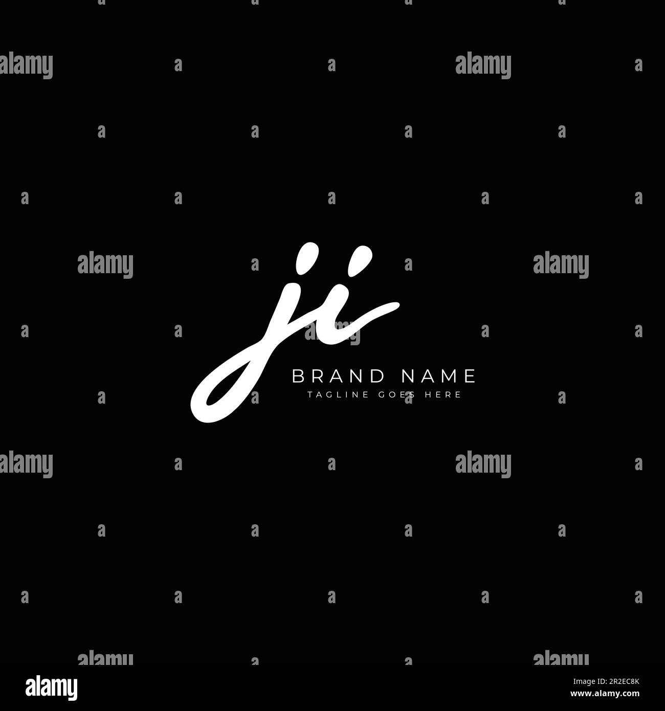 J, i, JI lettera iniziale manoscritta e firma vettore immagine logo Illustrazione Vettoriale