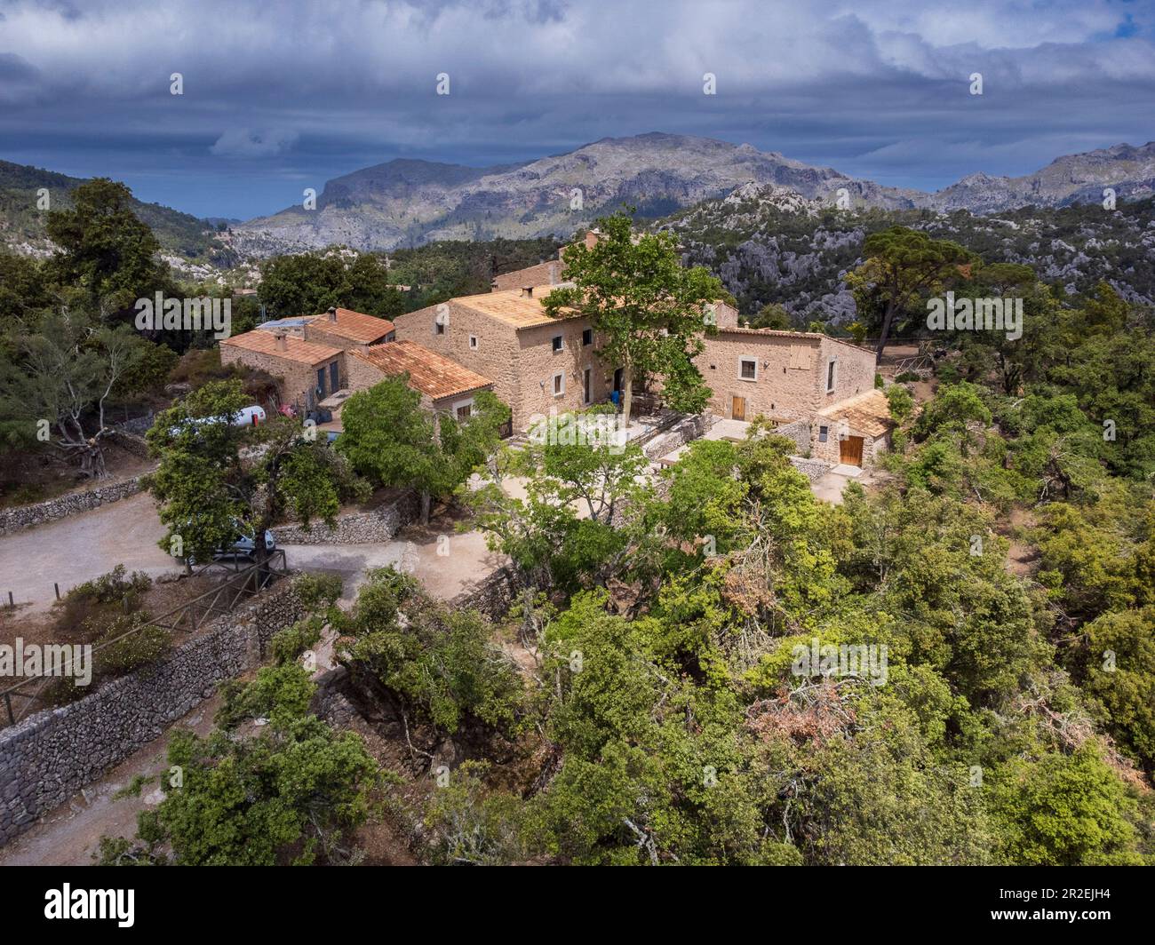 Riparo sul percorso di Pedra en sec GR 221, Son Amer, Lluc, Maiorca, Isole Baleari, Spagna Foto Stock