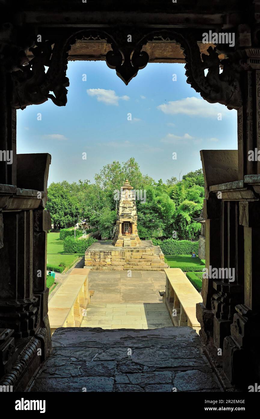 Tempio di Lakshmi nello stato di Khajuraho Madhya Pradesh India Foto Stock
