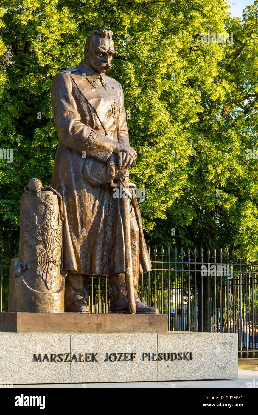 Monumento del maresciallo Josef Pilsudski, leader militare, maresciallo di Polonia e una delle principali figure responsabili della riconquista della Polonia Foto Stock