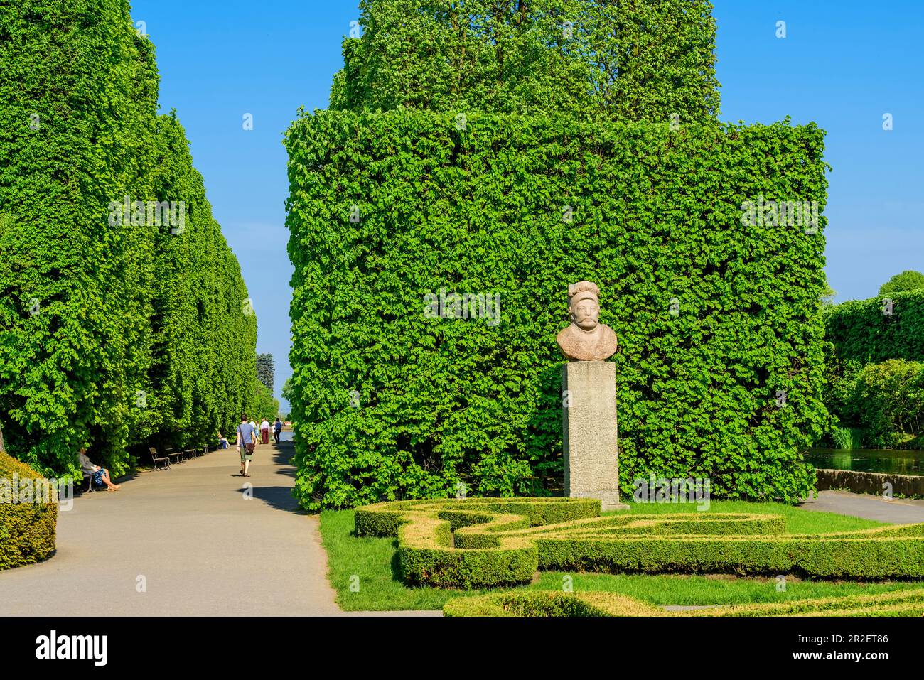 Oliwski Park, scultura di Swietopelk II, Duca di Pomerania. Gdansk Oliwa, regione di Pomorze, Pomorskie voivodato, Polonia, Europa Foto Stock