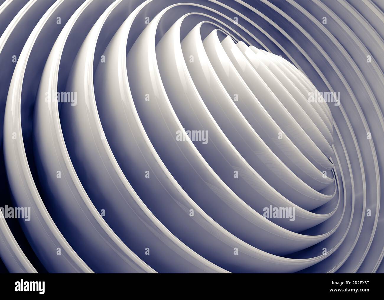 Copyspace e dettagli di architettura moderna con onde e cerchi di cemento. Building project.Abstract Architecture detail.3d Illustration Foto Stock