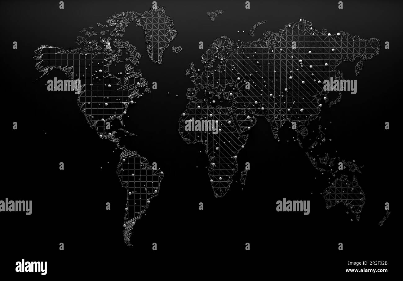 Logistica internazionale di accordi e affari internazionali. Reti e aziende in tutto il mondo.Mappa del mondo e rete. Foto Stock