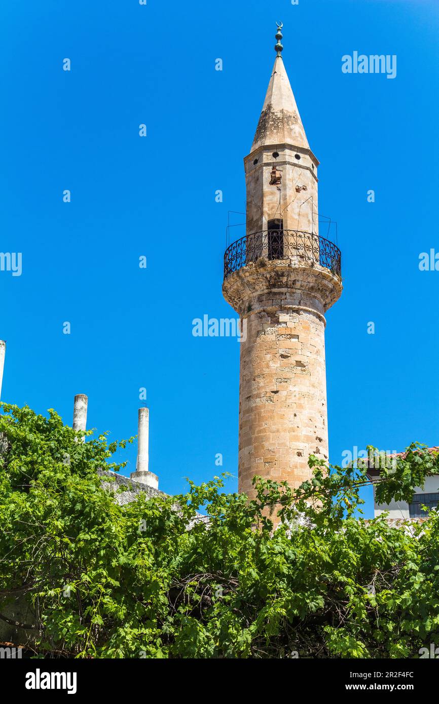 Minareto turco a Chania, Creta nord-occidentale, Grecia Foto Stock
