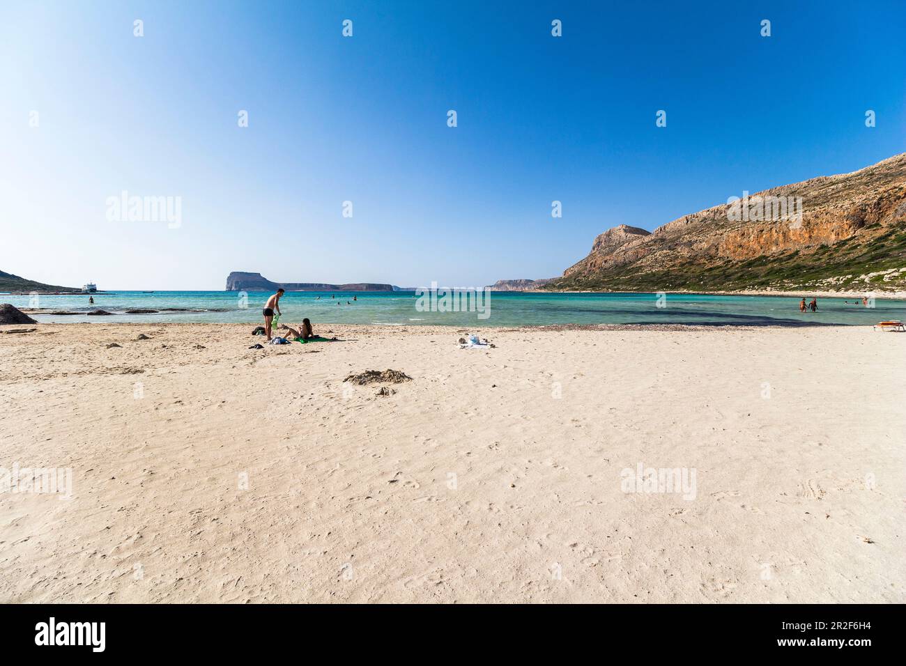 Balos laguna e spiaggia nel pomeriggio, Creta nord-occidentale, Grecia Foto Stock