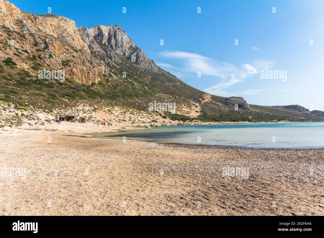 Laguna poco profonda e spiaggia Balos nel pomeriggio, Creta nord-occidentale, Grecia Foto Stock