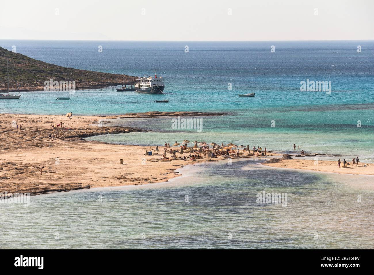 Vista della laguna e della spiaggia di Balos, a nord-ovest di Creta, Grecia Foto Stock