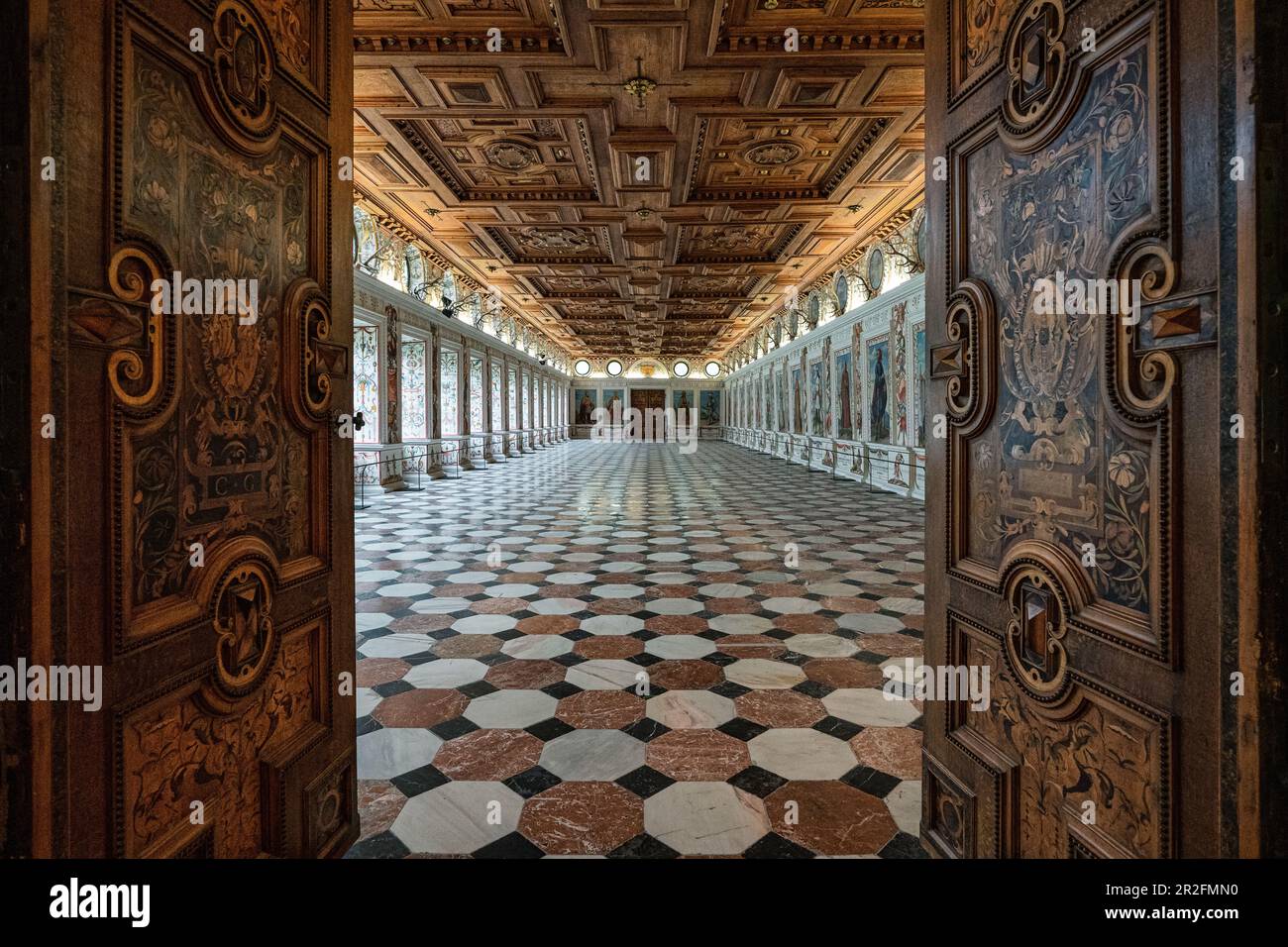 La Sala Spagnola del Castello di Ambras a Innsbruck, Tirolo, Austria Foto Stock