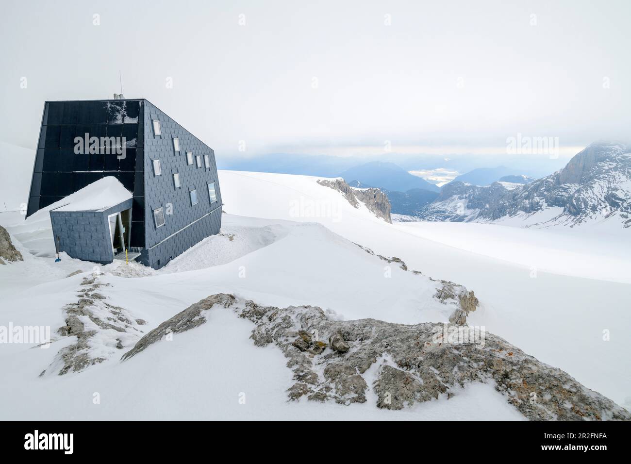 Rifugio moderno, Seethalerhütte, Dachstein, alta Austria, Austria Foto Stock