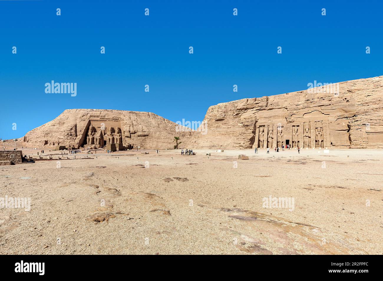 Il Tempio di Hathor e il Grande Tempio ad Abu Simbel Foto Stock