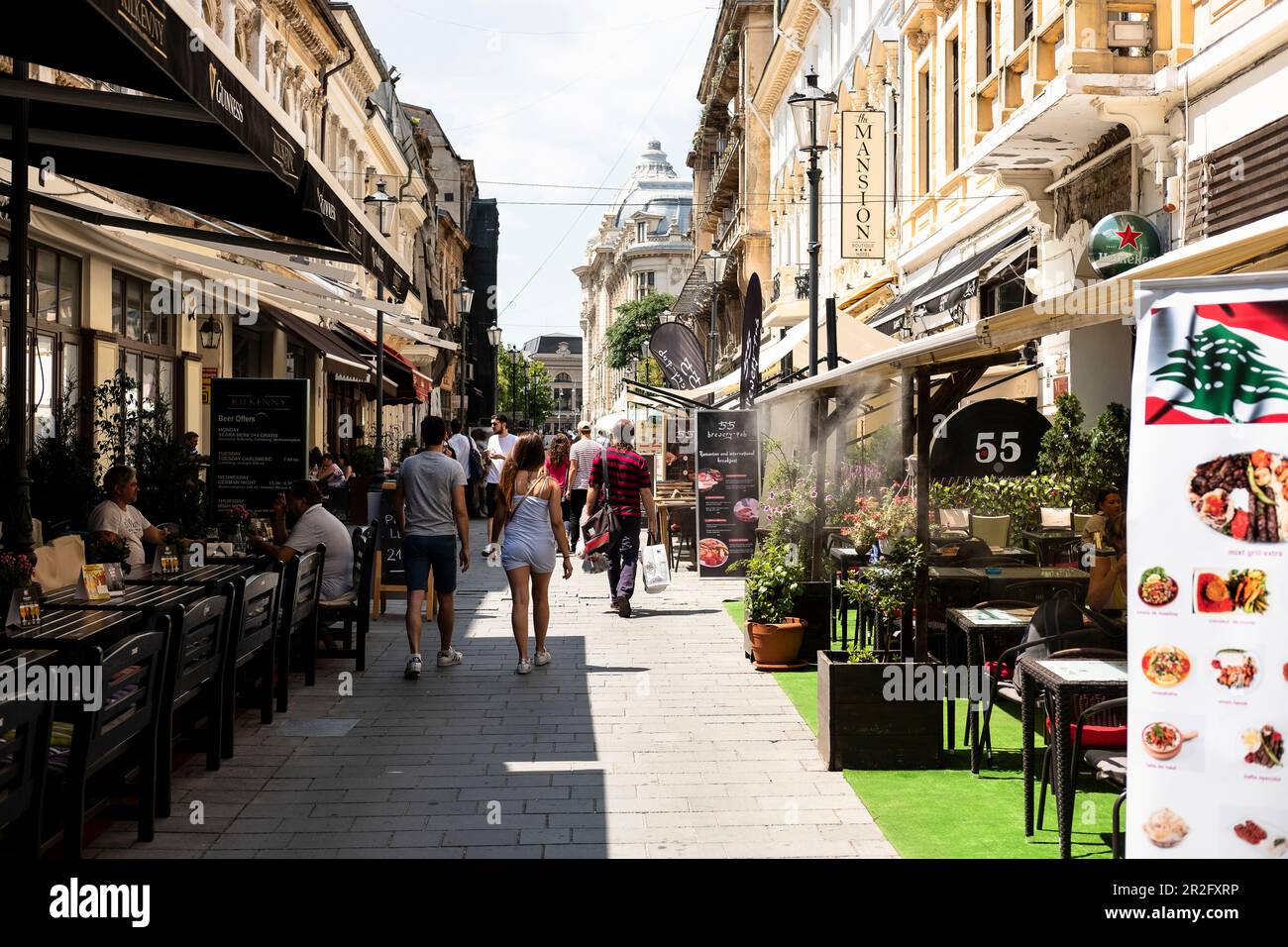 Ristoranti nel centro storico di Bucarest, Romania. Foto Stock