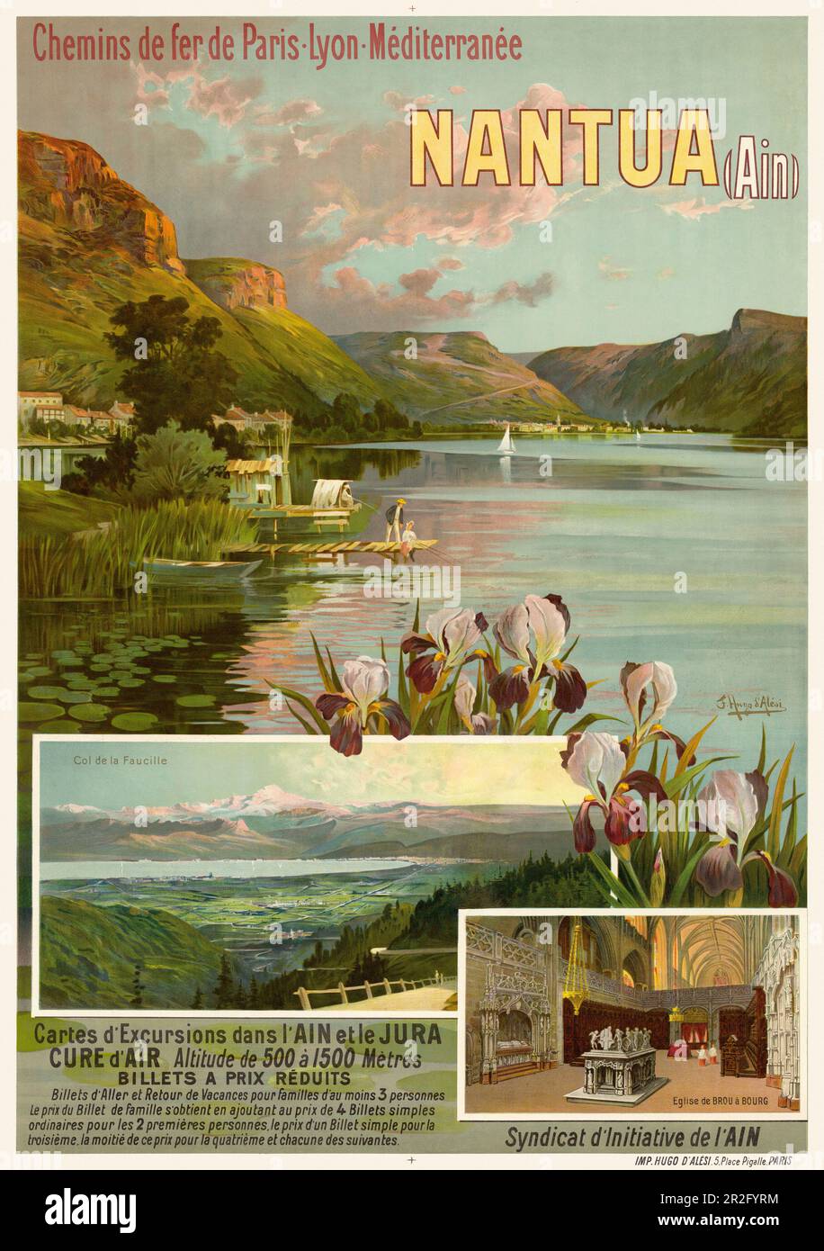 Chemins de Fer de Paris-Lyon-Méditerranée. Nantua (Ain) di F. Hugo d'Alesi (1849-1906). Poster pubblicato nel 1904 in Francia. Foto Stock