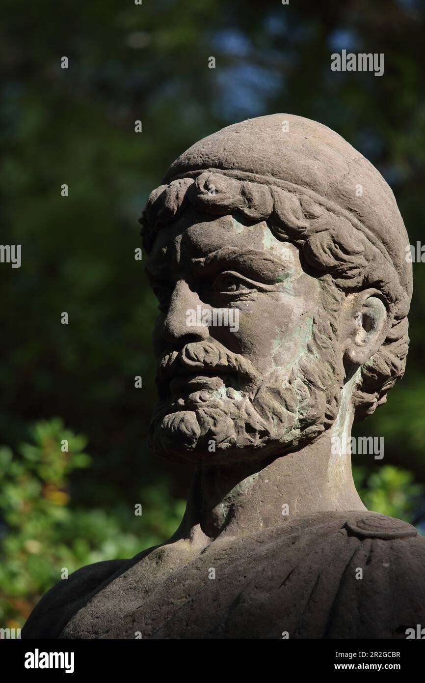 Statua di Odysseus, Stavros, Ithaca, Isole IONIE, Grecia Foto Stock