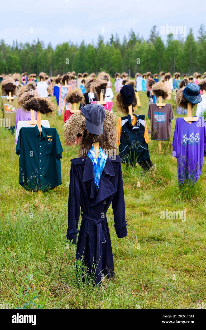 Opere d'arte persone silenziose nei pressi di Suomussalmi, Lapponia, Finlandia Foto Stock