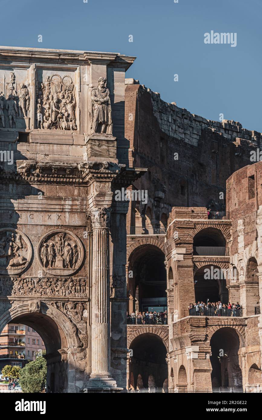 Arco di Costantino al Colosseo, Roma, Lazio, Italia, Europa Foto Stock