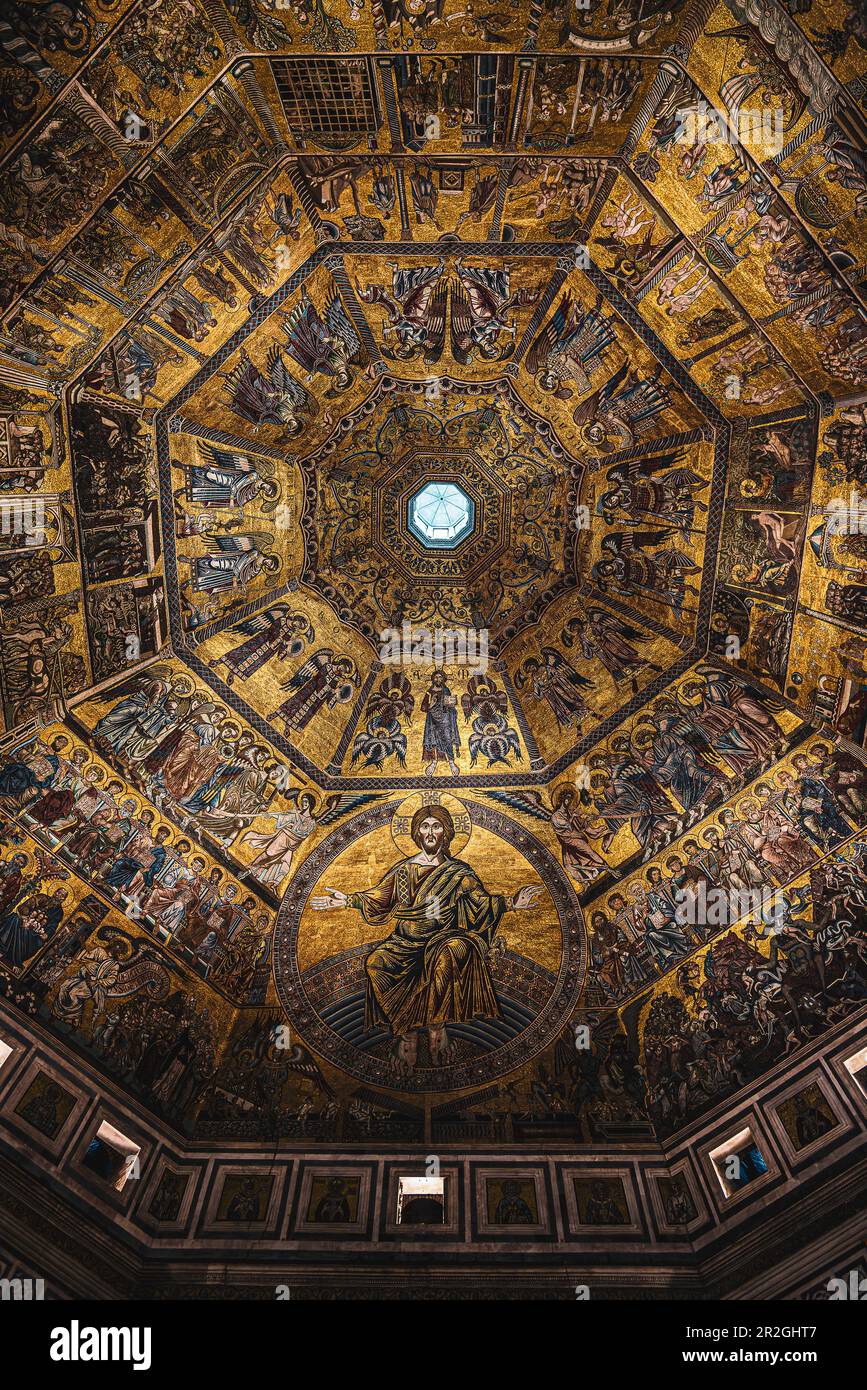 Duomo dal basso, interno del Battistero Centrale, Firenze, Toscana, Italia, Europa Foto Stock