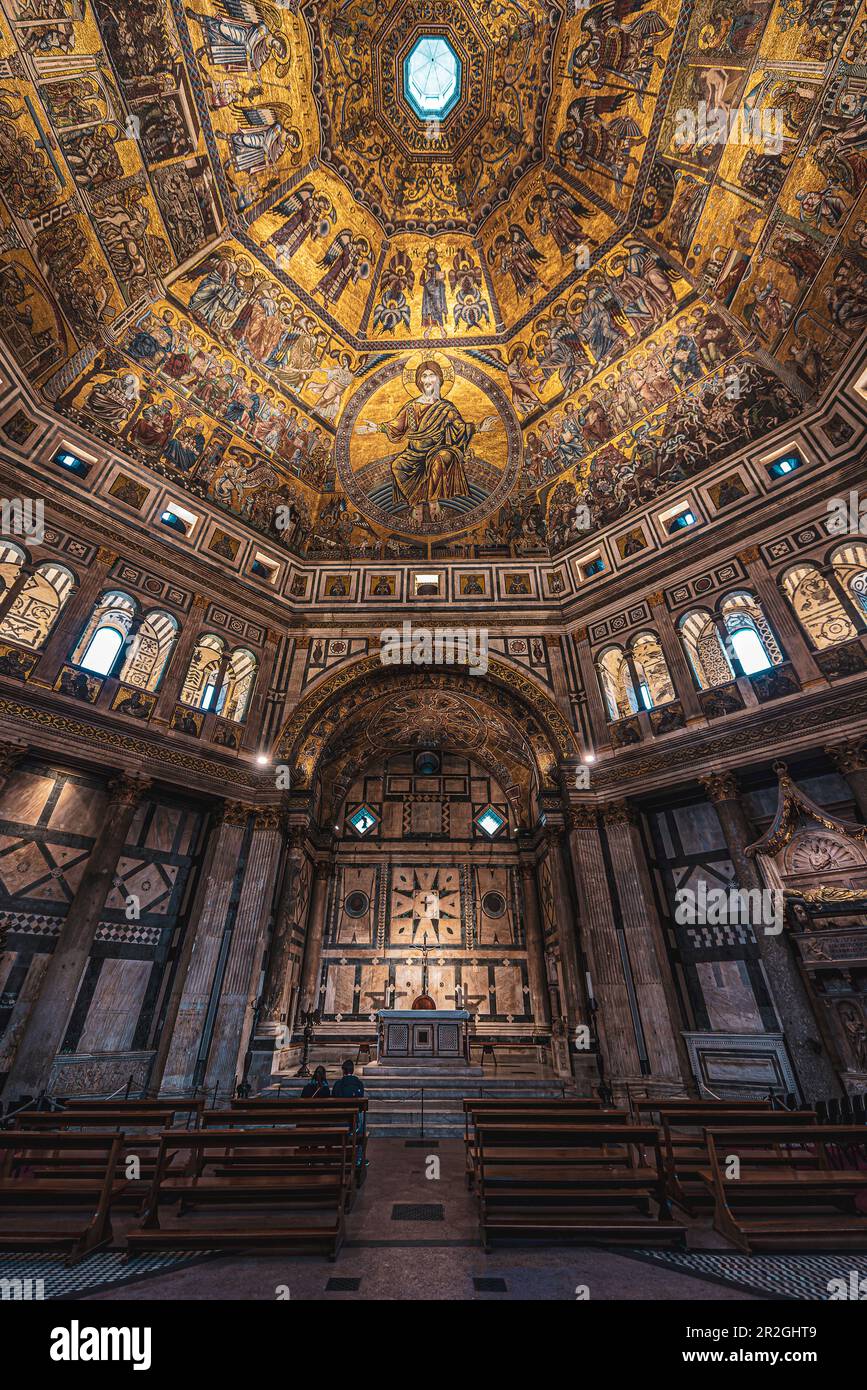 Duomo dal basso, interno del Battistero Centrale, Firenze, Toscana, Italia, Europa Foto Stock