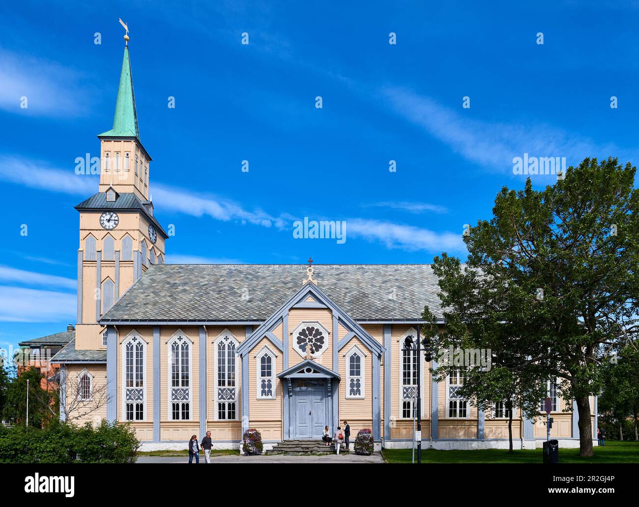 Cattedrale di Tromsø Chiesa protestante dal 1861, che - insolito per la regione - è stato costruito principalmente in legno, Kirkegata 7, 9008 Tromsø, Norvegia Foto Stock