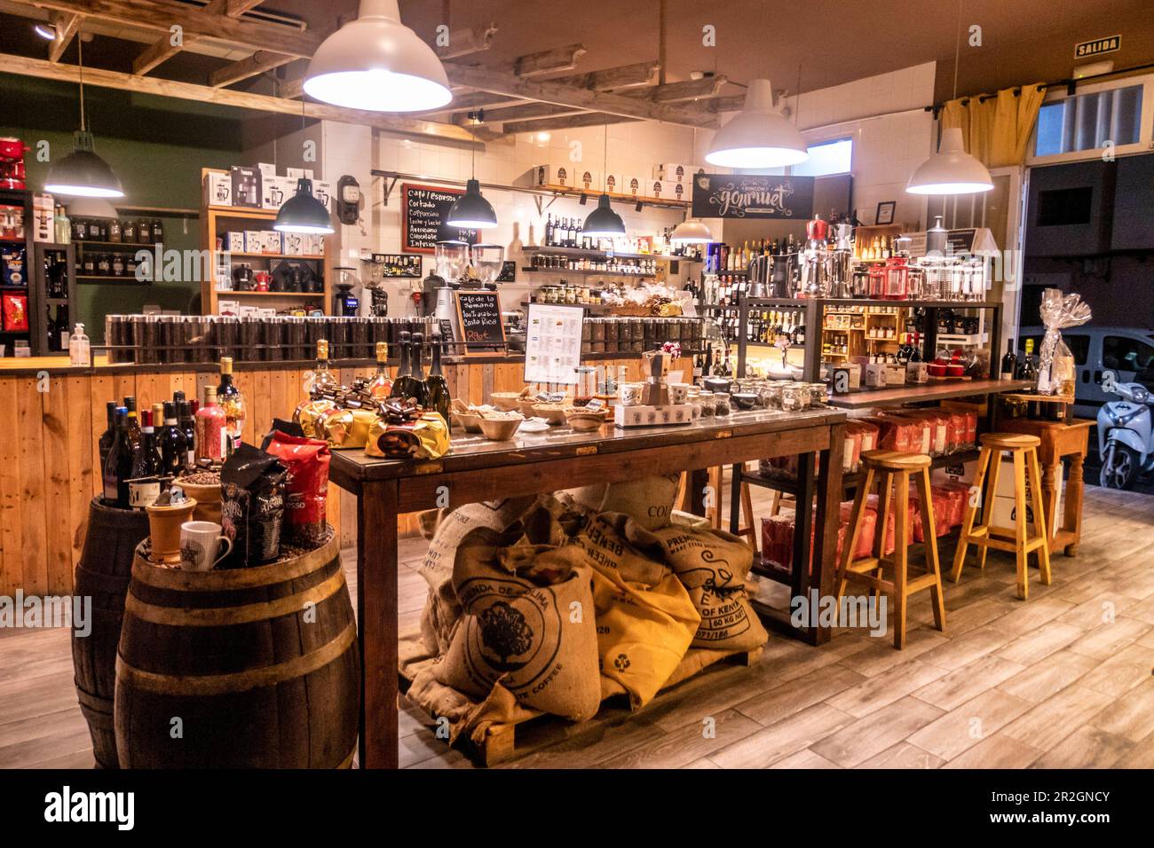 Coffee Roaestry, la Tienda, Corralejo, Fuerteventura, Isole Canarie, Spagna Fuerteventura, Isole Canarie, Spagna Foto Stock